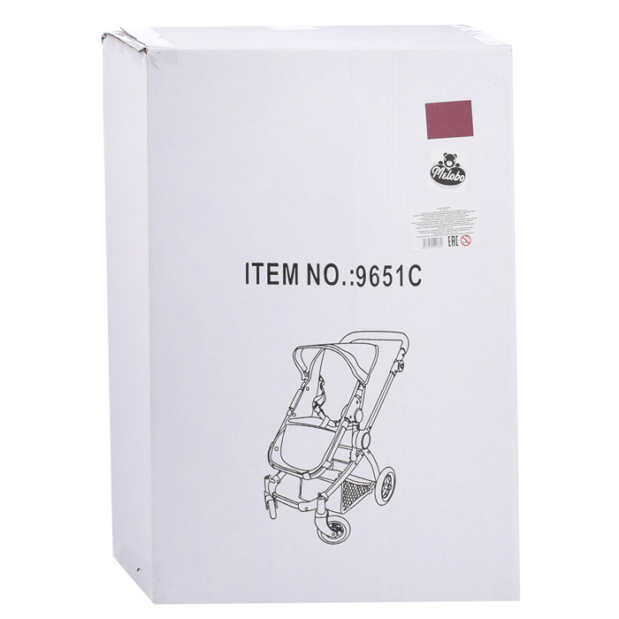 Коляска для кукол 9651C прогулочная, металлическая, цвет бордово-серый