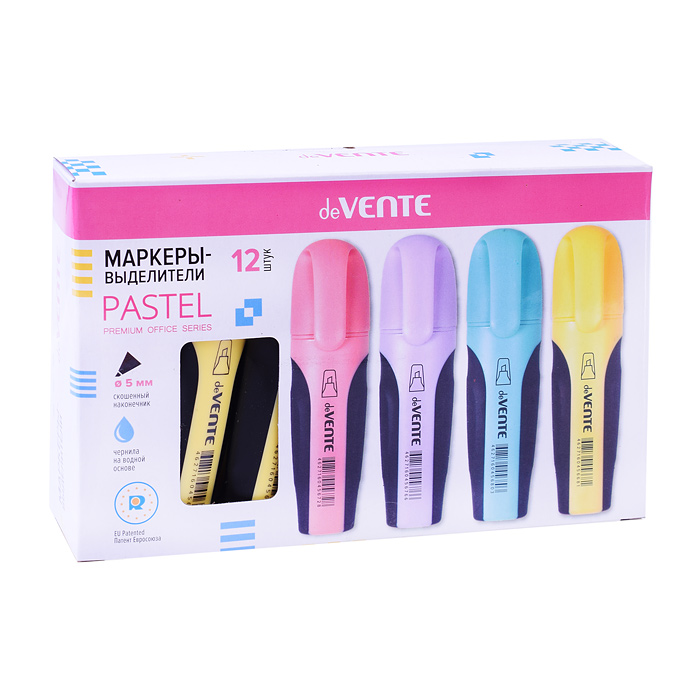 Фото к товару Маркер-выделитель "Pastel" плоский корпус с эргономичными каучуковыми вставками, скошенный Маркер-выделитель "Pastel" плоский корпус с эргономичными каучуковыми вставками, скошенный