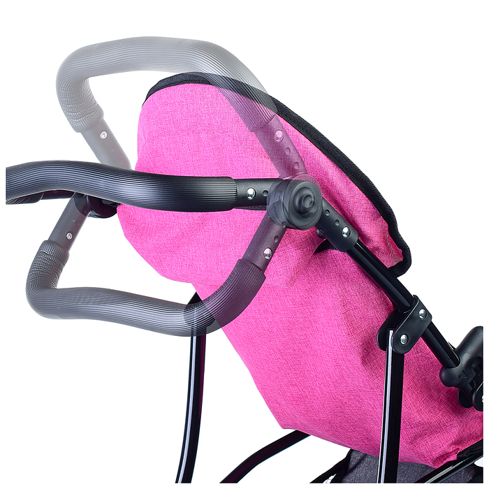 Коляска для кукол 9671,3-колесная, металлическая,прогулочная, с тентом, с корзиной,цвет ярко-розовый