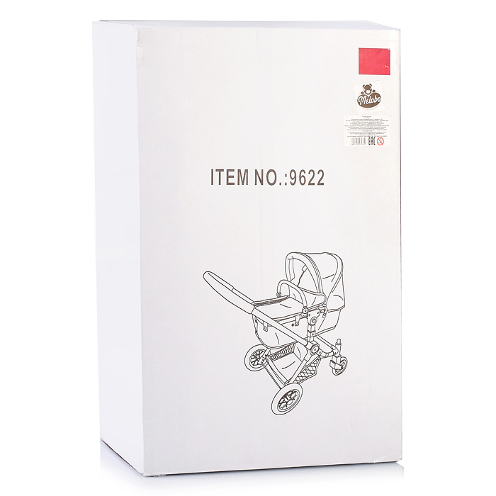 Коляска-трансформер 9622 для кукол, металлическая, с корзиной, цвет красно-серый