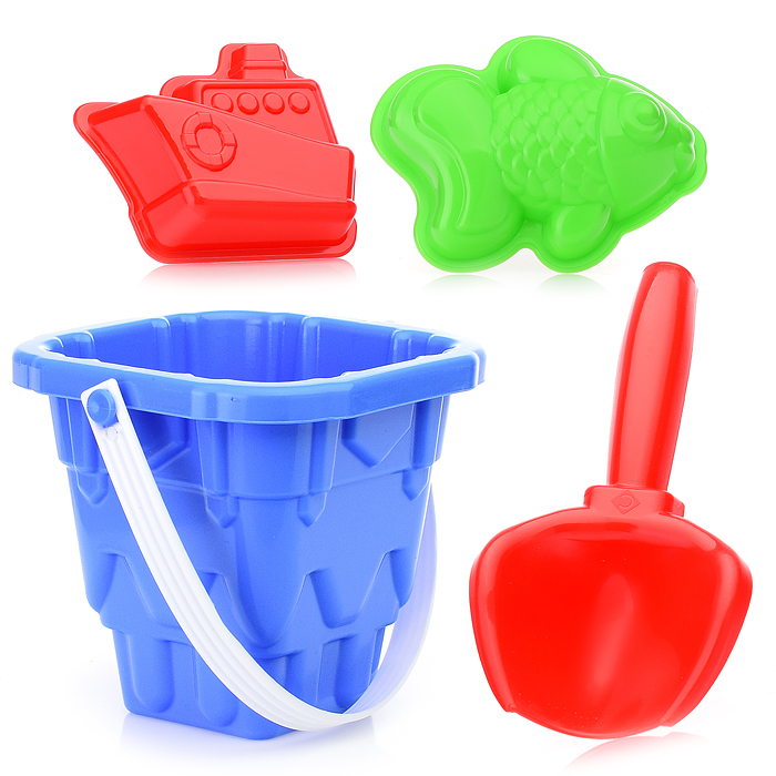 Фото к товару Песочный набор "Морской замок" (2 формочки, совок, ведро) Песочный набор "Морской замок" (2 формочки, совок, ведро)