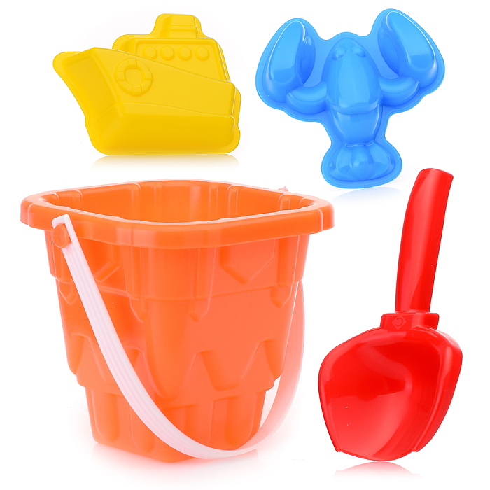 Фото к товару Песочный набор "Морской замок" (2 формочки, совок, ведро) Песочный набор "Морской замок" (2 формочки, совок, ведро)