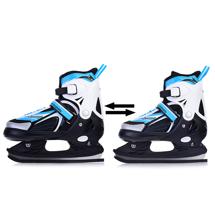 Коньки 00-3112 (размер S30-34) синие, в сумке