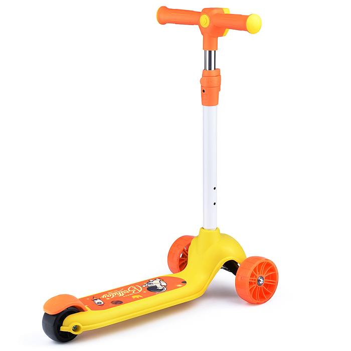 Фото к товару Самокат трёхколёсный ROCKET колёса световые PU, цвет желтый Самокат трёхколёсный ROCKET колёса световые PU, цвет желтый