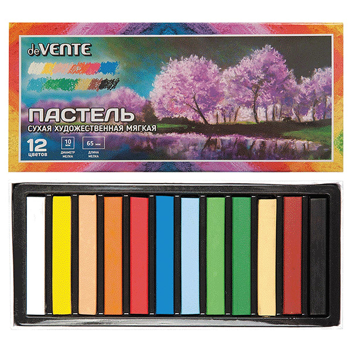 Пастель сухая художественная мягкая 12 цветов, квадратное сечение 65x10 мм, в картонной ко Пастель сухая художественная мягкая 12 цветов, квадратное сечение 65x10 мм, в картонной ко