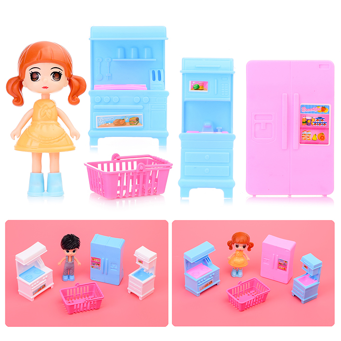 Кукла HY8888-B1 с комплектом мебели для кухни, в пакете Кукла HY8888-B1 с комплектом мебели для кухни, в пакете