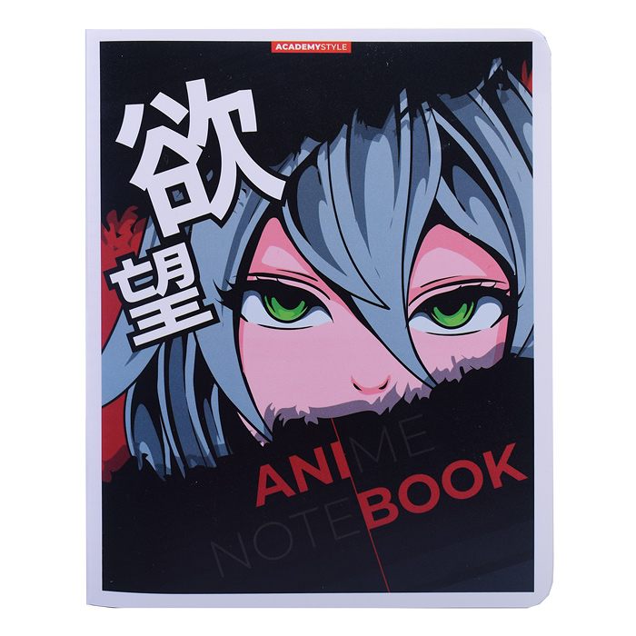 Тетрадь 48л., клетка "Аниме глаза" печать по пластику ,обложка - пластик, блок 60- г
