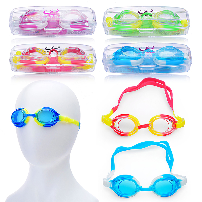 Очки для плавания 00-4091 "Цветные" в футляре Очки для плавания 00-4091 "Цветные" в футляре