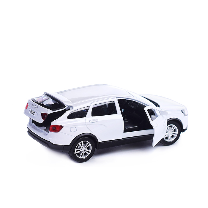 Машина металл Lada Vesta Sw Cross 12 см, (двери, багаж, белый) инерц, в коробке
