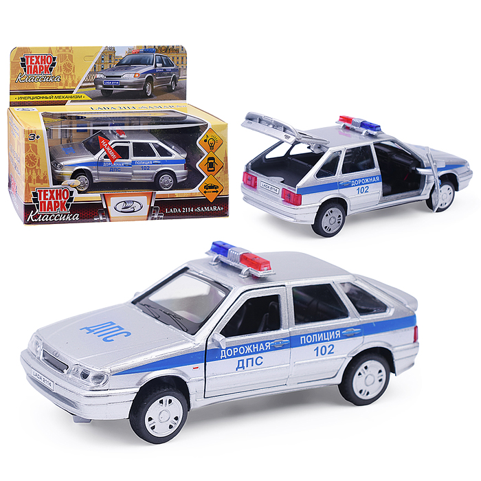 Машина металл свет-звук LADA-2114 "Samara" Полиция 12 см, (двери, багаж.) в коробке Машина металл свет-звук LADA-2114 "Samara" Полиция 12 см, (двери, багаж.) в коробке