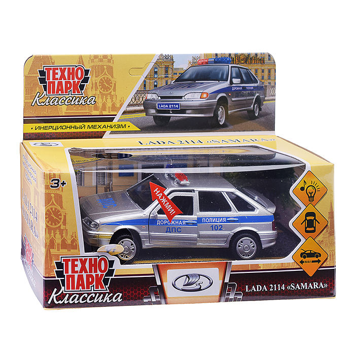Фото к товару Машина металл свет-звук LADA-2114 "Samara" Полиция 12 см, (двери, багаж.) в коробке Машина металл свет-звук LADA-2114 "Samara" Полиция 12 см, (двери, багаж.) в коробке