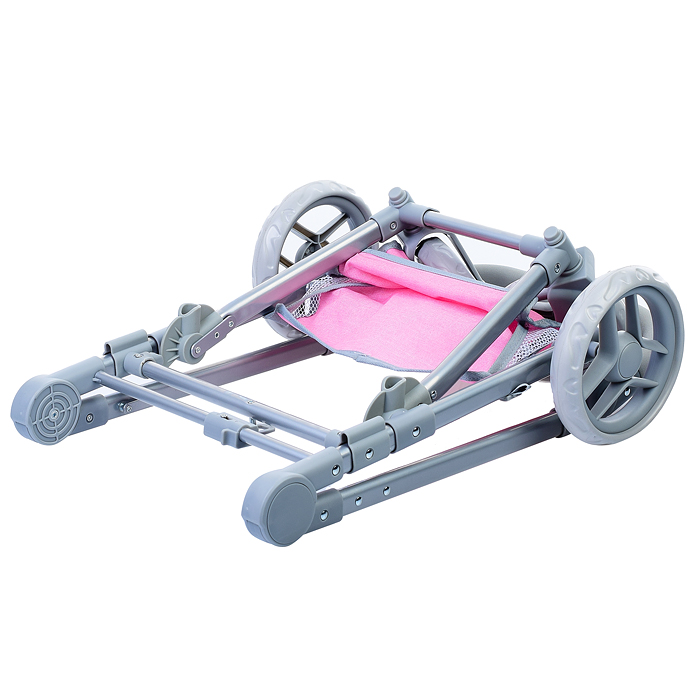 Коляска зима-лето 9636 для кукол, металл. с люлькой-переноской, со сменным коробом, с корзиной, цв