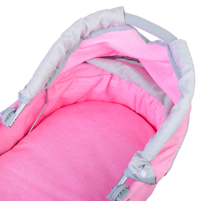 Коляска зима-лето 9636 для кукол, металл. с люлькой-переноской, со сменным коробом, с корзиной, цв