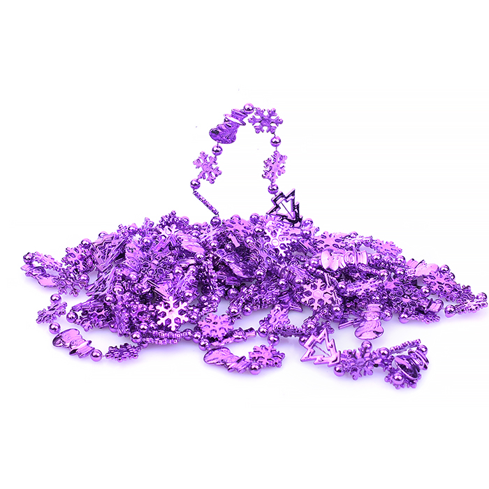 Фото к товару Новогоднее украшение S0974-3 "Бусы" 5м, сиреневые, в банке Новогоднее украшение S0974-3 "Бусы" 5м, сиреневые, в банке