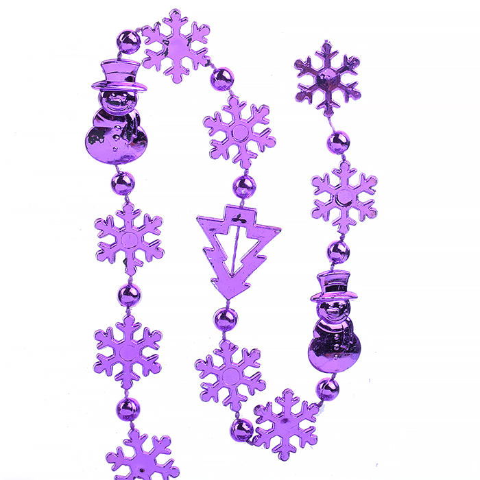 Фото к товару Новогоднее украшение S0974-3 "Бусы" 5м, сиреневые, в банке Новогоднее украшение S0974-3 "Бусы" 5м, сиреневые, в банке