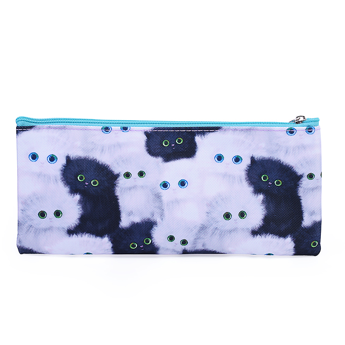 Пенал "Meow Cat" 21,5x9x1 см, плоский для 35 предметов, текстильный, на молнии