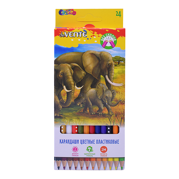Фото к товару Карандаши цветные пластиковые "Животный мир" 24 цветf, 2М, диаметр грифеля 3 мм, шестигранн Карандаши цветные пластиковые "Животный мир" 24 цветf, 2М, диаметр грифеля 3 мм, шестигранн