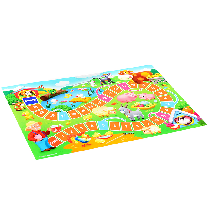 Игра-ходилка с фишками для малышей 2в1. На ферме+В лесу. 