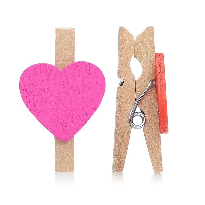 Набор прищепок декоративных деревянных "Сердечко" 10 шт  3*0.4*10 см.
