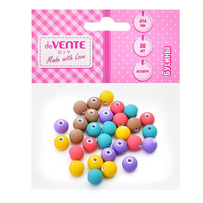 Бусины декоративные "Balls" пластиковые, с матовым покрытием Soft-touch, 14 мм, 30 шт, в пл