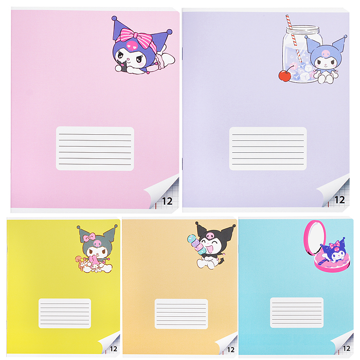 Тетрадь 12 л., клетка "Куроми" А5 на скрепке Тетрадь 12 л., клетка "Куроми" А5 на скрепке