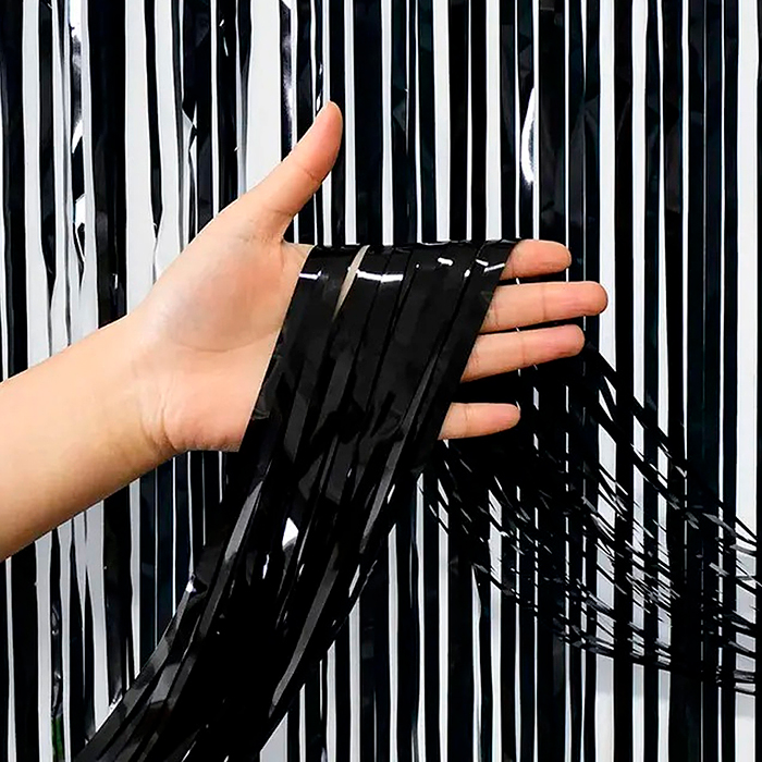 Занавес Дождик Черный, Металлик, 100*200 см, 1 шт. Занавес Дождик Черный, Металлик, 100*200 см, 1 шт.