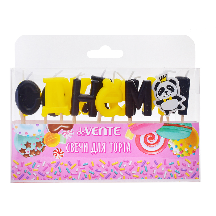 Набор свечей для торта "С днем рождения. Панда" размер букв и фигурки 2x2,8x0,6 см, в пласт Набор свечей для торта "С днем рождения. Панда" размер букв и фигурки 2x2,8x0,6 см, в пласт