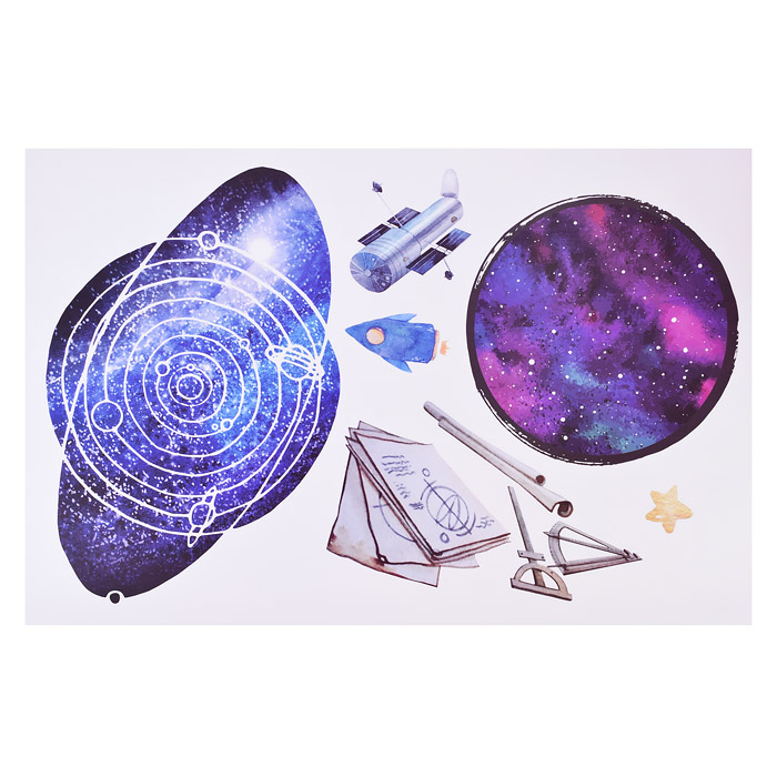 Фото к товару Интерьерная наклейка "В Космосе" 60x90 см, ПВХ,в пластиковом пакете с блистерным подвесом Интерьерная наклейка "В Космосе" 60x90 см, ПВХ,в пластиковом пакете с блистерным подвесом
