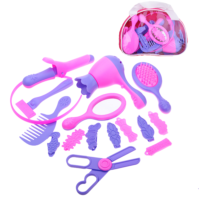 Игровой набор "Парикмахер" (16пр.) в сумке ПВХ Игровой набор "Парикмахер" (16пр.) в сумке ПВХ
