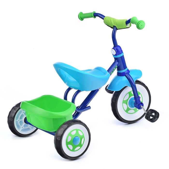 Фото к товару Велосипед трехколесный Rocket, колеса EVA 9"/7", цвет синий Велосипед трехколесный Rocket, колеса EVA 9"/7", цвет синий