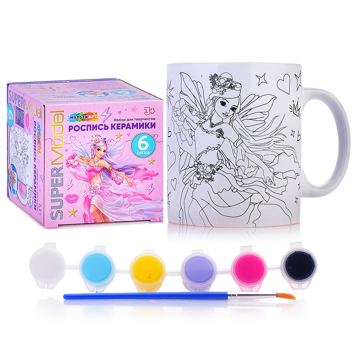 Кружка для росписи "Super Model" (краски, кисточка) Кружка для росписи "Super Model" (краски, кисточка)