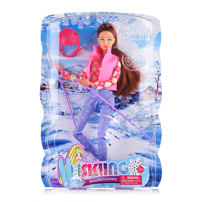 Кукла 8520 "Лыжница" с аксессуарами, на листе