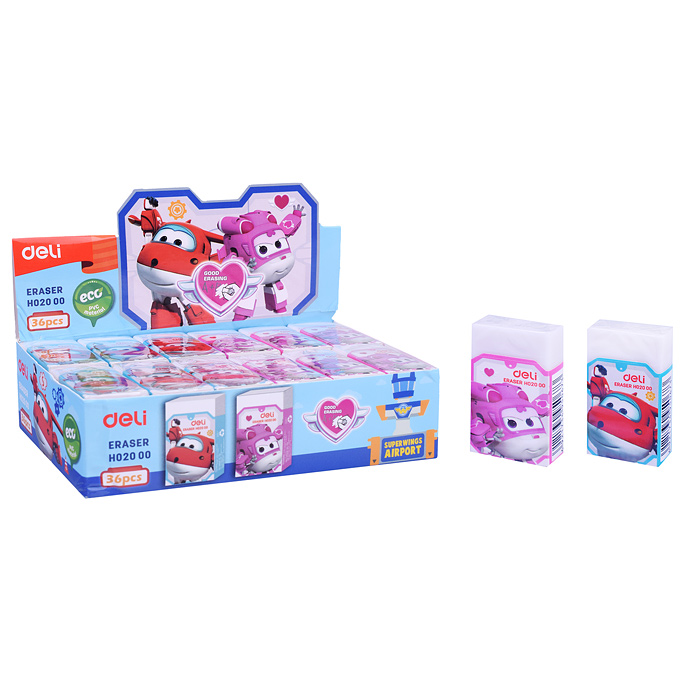 Ластик мягкий ПВХ "Супер крылья" 45*25*12мм в индивидуальной упаковке