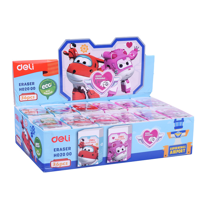 Ластик мягкий ПВХ "Супер крылья" 45*25*12мм в индивидуальной упаковке