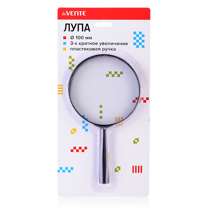Лупа "Attomex" с трехкратным увеличением d=100 мм, пластиковая линза, пластиковый корпус, в картонно