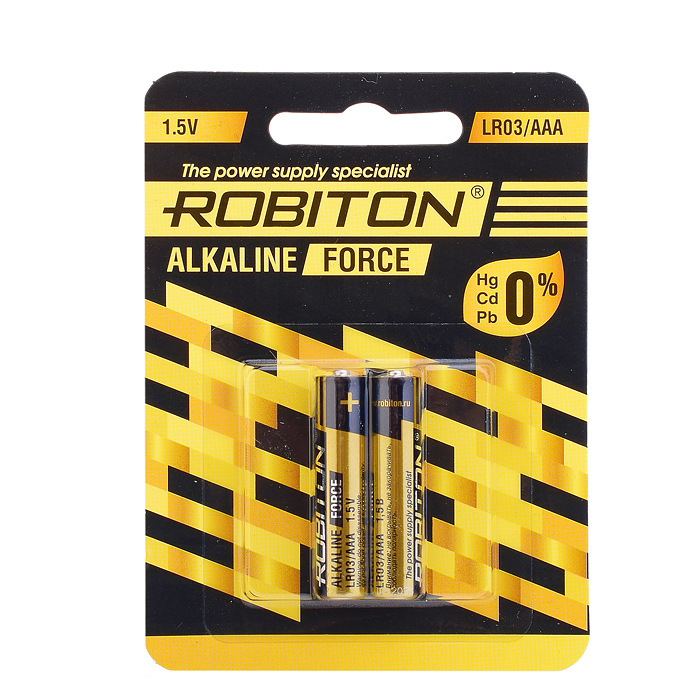 Батарейка алкалиновая ROBITON FORCE LR03 BL2 Батарейка алкалиновая ROBITON FORCE LR03 BL2