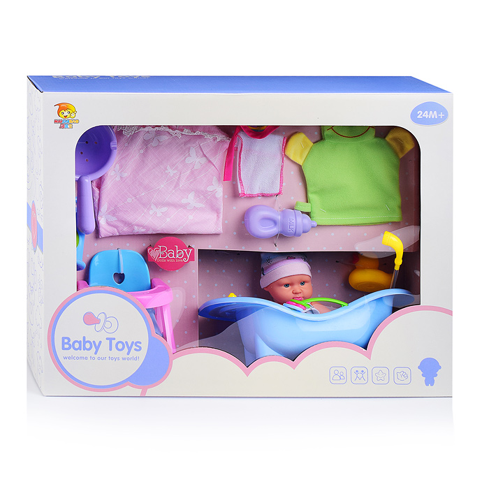 Фото к товару Пупс BLS-W141 с аксессуарами, в коробке Пупс BLS-W141 с аксессуарами, в коробке