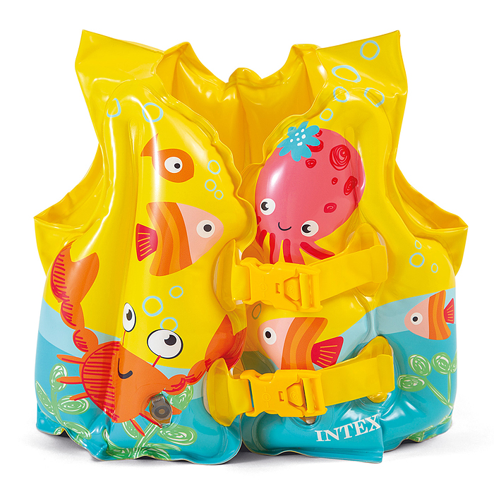 Фото к товару Жилет надувной «Рыбки», 41 х 30 см, от 3-5 лет, 59661NP INTEX Жилет надувной «Рыбки», 41 х 30 см, от 3-5 лет, 59661NP INTEX