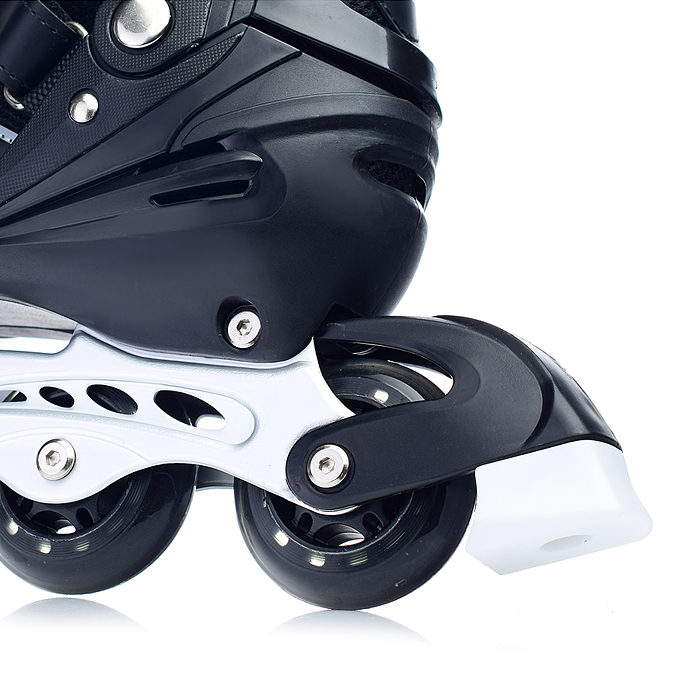 Фото к товару Роликовые коньки U001753Y раздвижные, PU колёса, размер L, черные, в сумке Роликовые коньки U001753Y раздвижные, PU колёса, размер L, черные, в сумке