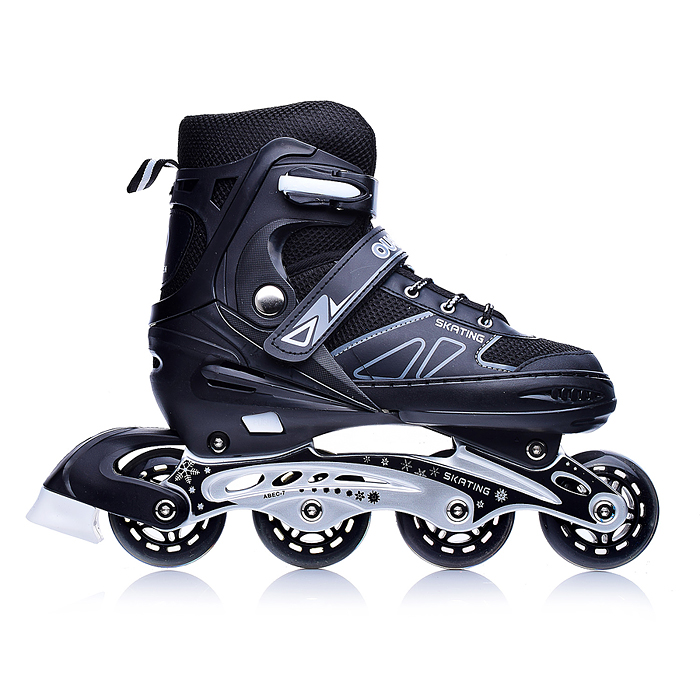 Фото к товару Роликовые коньки U001753Y раздвижные, PU колёса, размер L, черные, в сумке Роликовые коньки U001753Y раздвижные, PU колёса, размер L, черные, в сумке