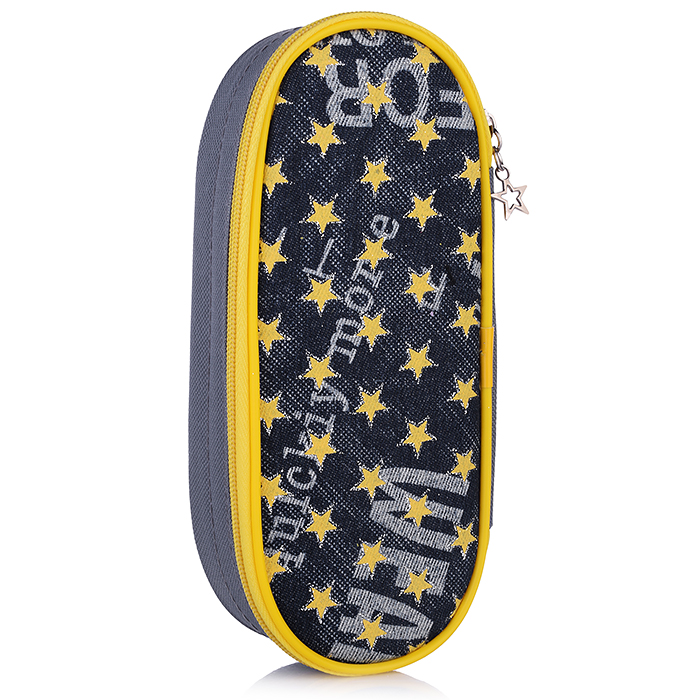 Пенал-косметичка "Джинсовый рисунок, желтый" ткань Пенал-косметичка "Джинсовый рисунок, желтый" ткань