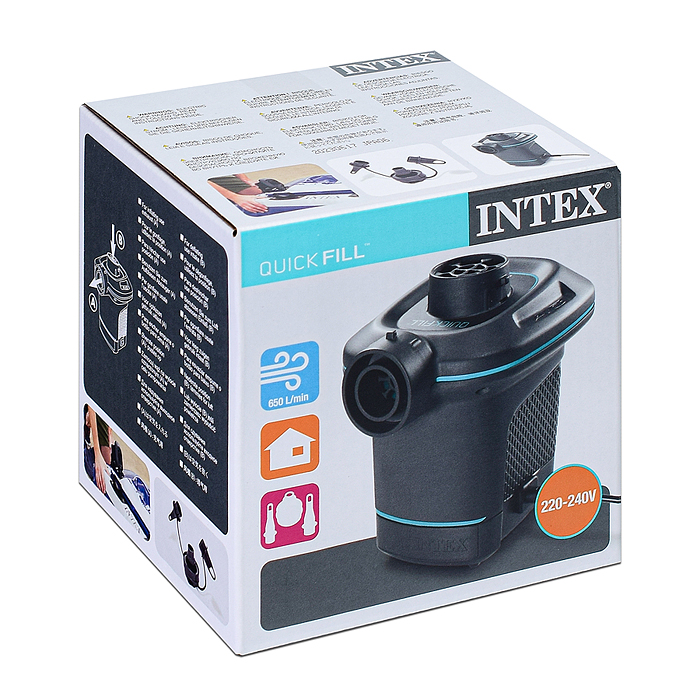 Фото к товару Компрессор воздушный, 3 насадки, 220-240V, 66640 INTEX Компрессор воздушный, 3 насадки, 220-240V, 66640 INTEX