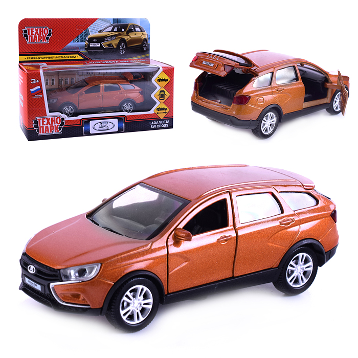 Машина металл Lada Vesta SW Cross, 12 см, (двер, багаж, золотой.)инерц, в коробке Машина металл Lada Vesta SW Cross, 12 см, (двер, багаж, золотой.)инерц, в коробке