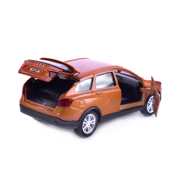 Фото к товару Машина металл Lada Vesta SW Cross, 12 см, (двер, багаж, золотой.)инерц, в коробке Машина металл Lada Vesta SW Cross, 12 см, (двер, багаж, золотой.)инерц, в коробке
