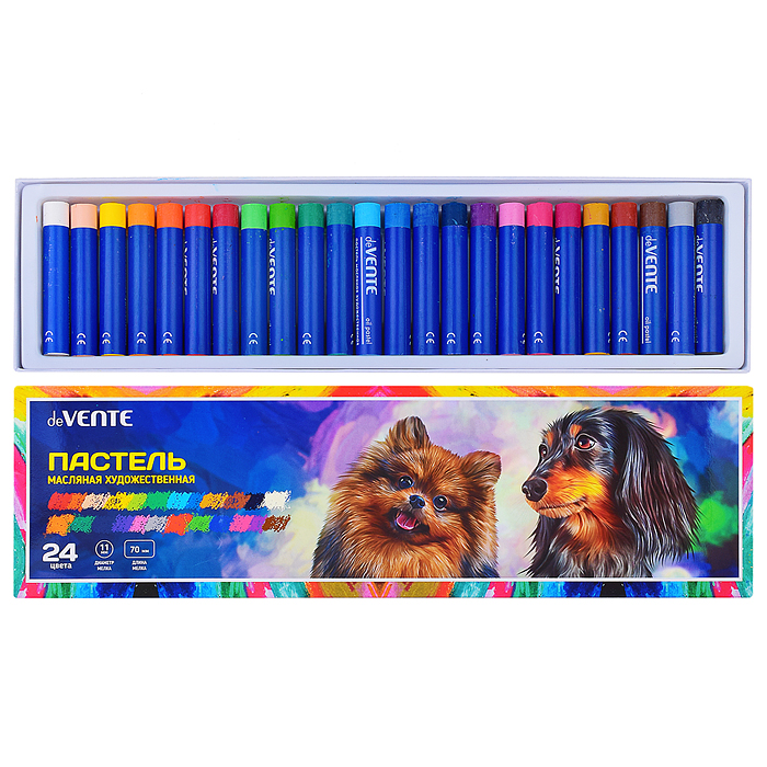 Пастель масляная художественная утолщенная, 24 цвета, круглое сечение 70x11 мм, в картонно Пастель масляная художественная утолщенная, 24 цвета, круглое сечение 70x11 мм, в картонно