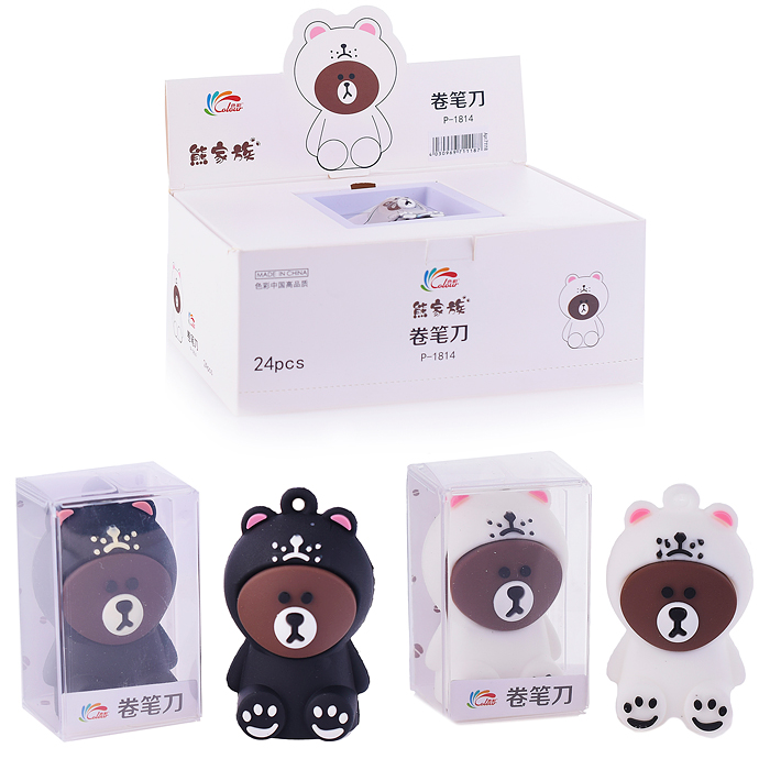 Точилка пластиковая "Мишка" 4х2,5см. в дисплее