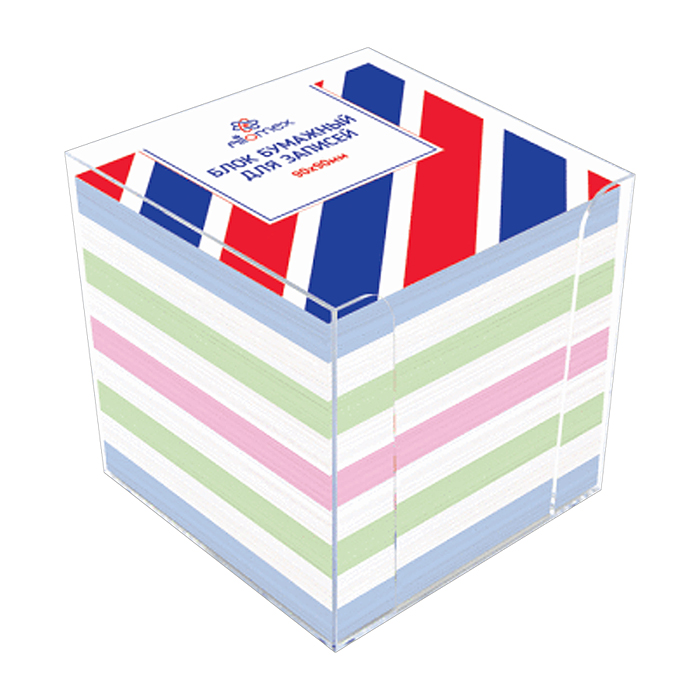 Куб бумажный для записей 90x90x90 мм цветной, непроклеенный, плотность 65 г/м², белизна 90