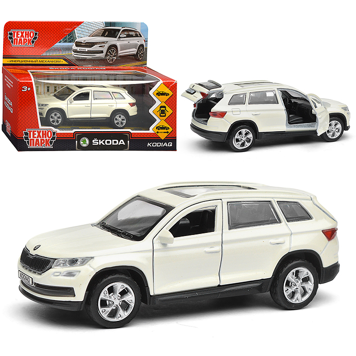 Машина металл "Skoda Kodiaq", 12 см, (откр дв, багаж, белый) инерц, в коробке