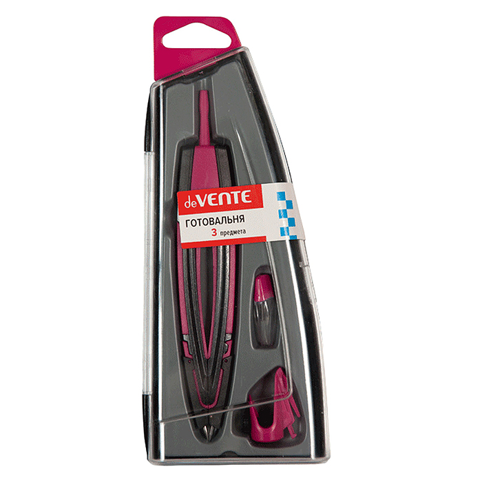 Готовальня (3 предмета) цветной корпус, в пластиковом футляре 