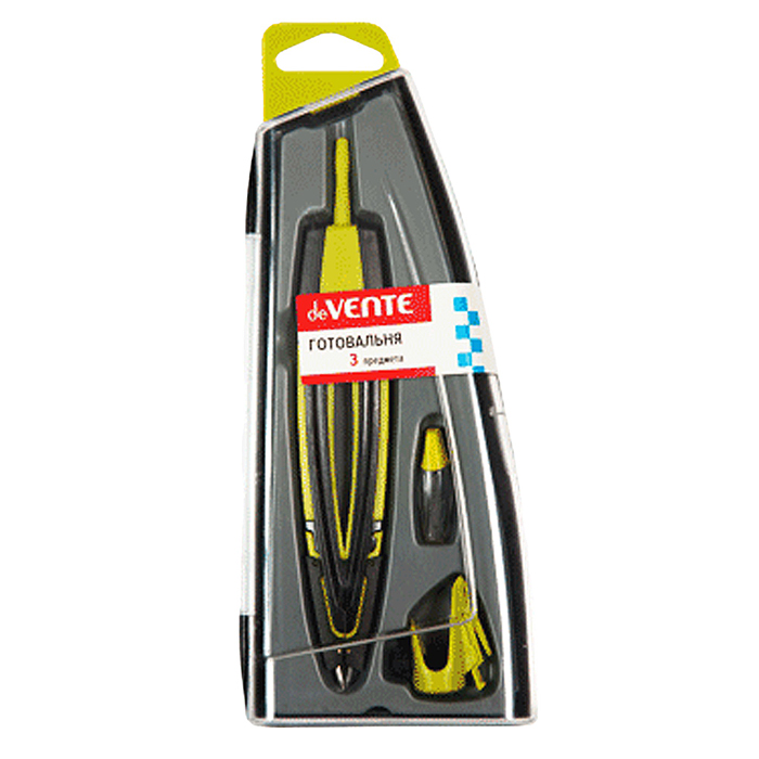 Готовальня (3 предмета) цветной корпус, в пластиковом футляре 